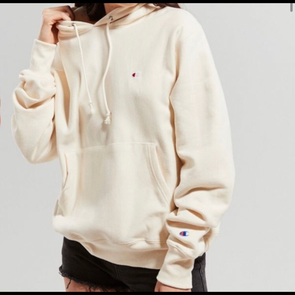 Cream Champion Reverse Weave Hoodie